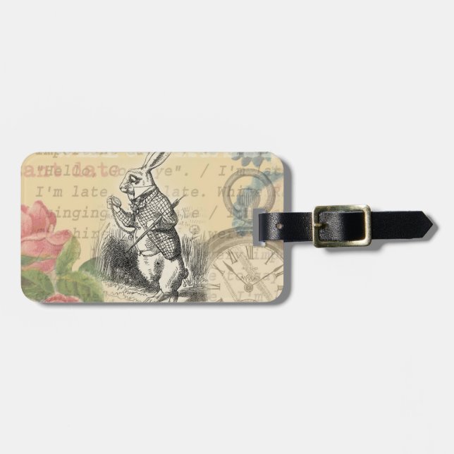 White Rabbit Alice in Wonderland Art Luggage Tag (Front Horizontal)