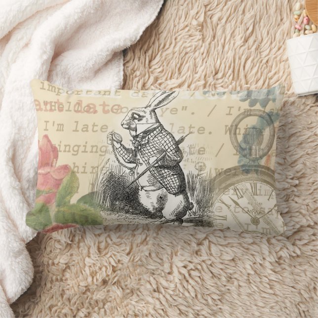 White Rabbit Alice in Wonderland Art Lumbar Cushion (Blanket)