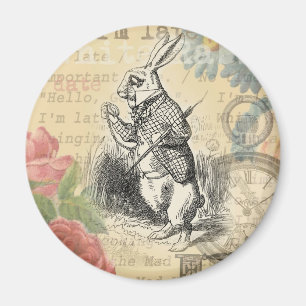 White Rabbit Alice in Wonderland Art Magnet