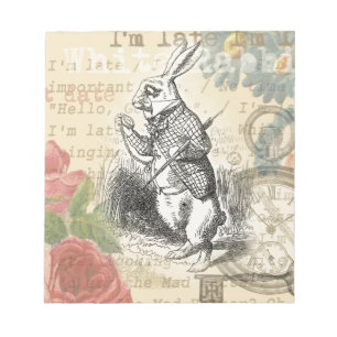 White Rabbit Alice in Wonderland Art Notepad