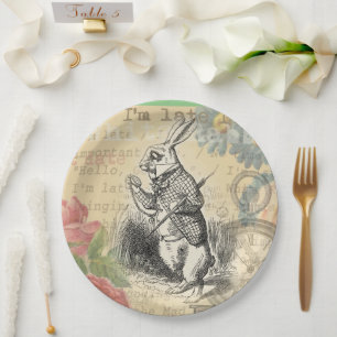 White Rabbit Alice in Wonderland Art Paper Plate