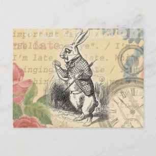 White Rabbit Alice in Wonderland Art Postcard