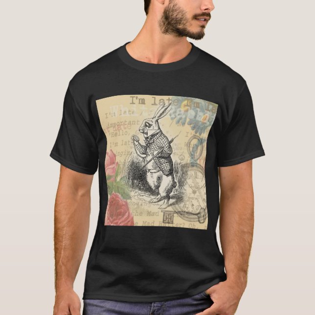 White Rabbit Alice in Wonderland Art T-Shirt (Front)