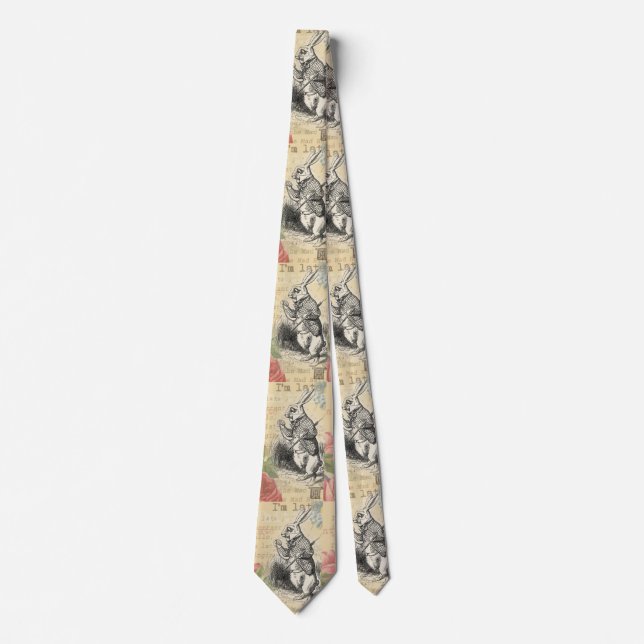 White Rabbit Alice in Wonderland Art Tie (Front)