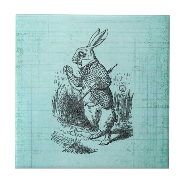 White Rabbit Alice in Wonderland Art Tile (Front)