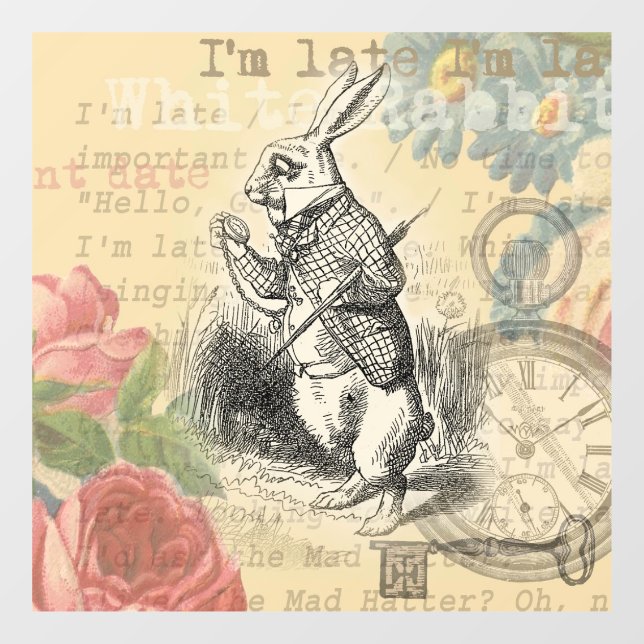 White Rabbit Alice in Wonderland Art Window Cling (Sheet)