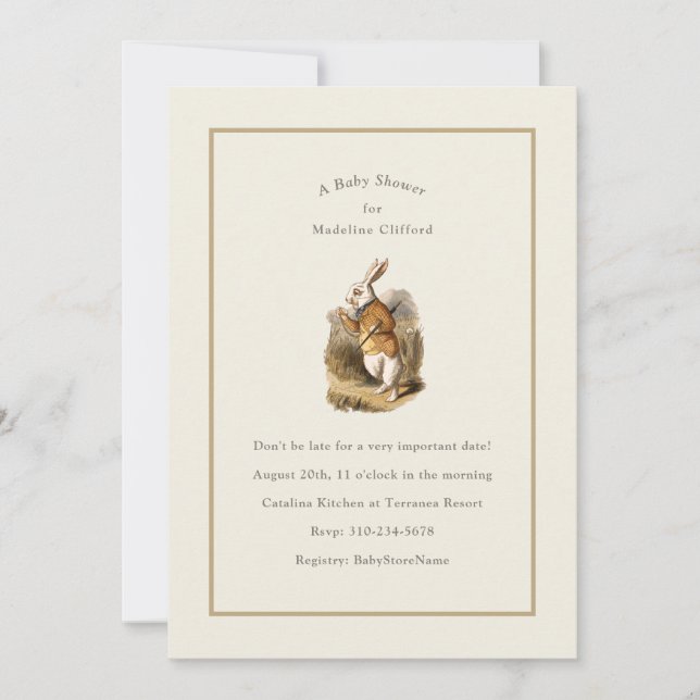 White Rabbit Alice in Wonderland Classic Storybook Invitation (Front)