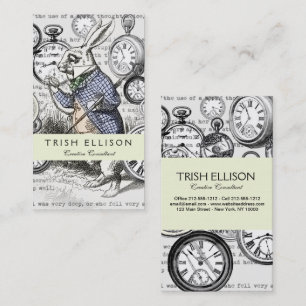 White Rabbit Alice in Wonderland Clocks Business Card