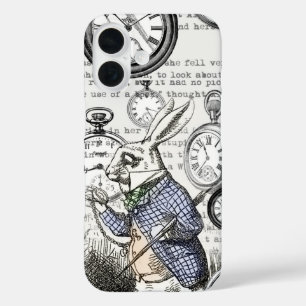 White Rabbit Alice in Wonderland Clocks iPhone 16 Case