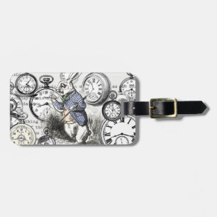 White Rabbit Alice in Wonderland Clocks Luggage Tag