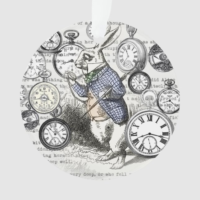 White Rabbit Alice in Wonderland Clocks Ornament (Front)