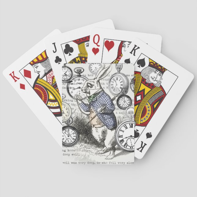 White Rabbit Alice in Wonderland Clocks Playing Cards (Back)