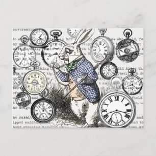 White Rabbit Alice in Wonderland Clocks Postcard