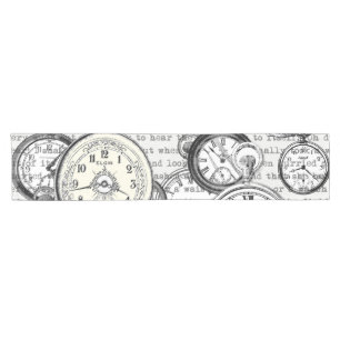 White Rabbit Alice in Wonderland Clocks Short Table Runner
