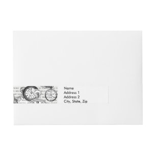 White Rabbit Alice in Wonderland Clocks Wraparound Address Label