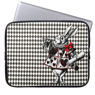 White Rabbit Alice in Wonderland Diamonds Laptop Sleeve