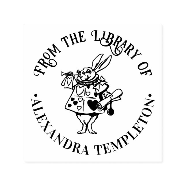 White Rabbit Alice in Wonderland Library Book Name Self-inking Stamp (Design)