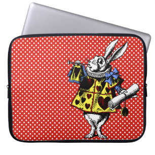 White Rabbit Alice in Wonderland Polka Dots Laptop Sleeve