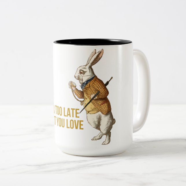 White Rabbit Alice In Wonderland Two-Tone Coffee Mug (Front Right)