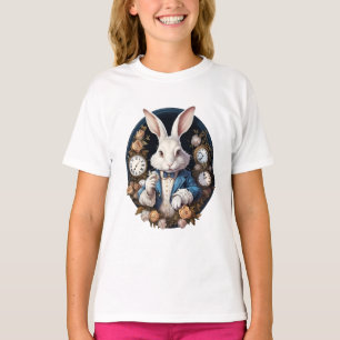White Rabbit Alice in Wonderland Watches and roses T-Shirt