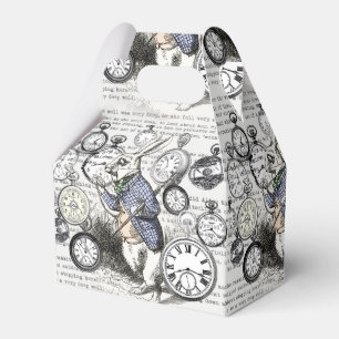 White Rabbit Alice Wonderland Clocks Art Favour Box