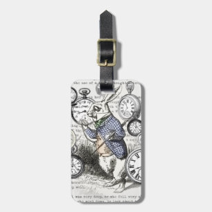 White Rabbit Alice Wonderland Clocks Art Luggage Tag