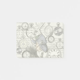White Rabbit Alice Wonderland Clocks Art Post-it Notes