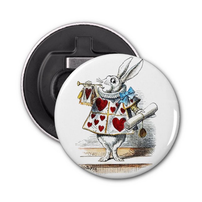 White Rabbit Alice Wonderland Hearts Bottle Opener (Front)