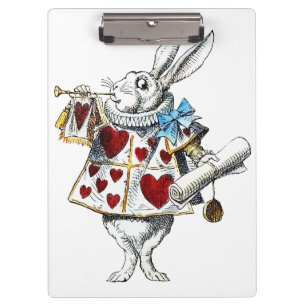 White Rabbit Alice Wonderland Hearts Clipboard
