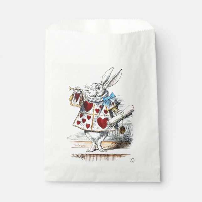White Rabbit Alice Wonderland Hearts Favour Bags (Front)