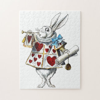 White Rabbit Alice Wonderland Hearts Jigsaw Puzzle