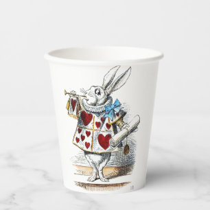 White Rabbit Alice Wonderland Hearts Paper Cups