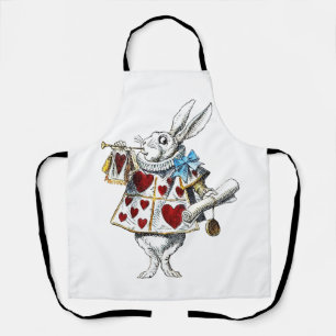 White Rabbit Alice Wonderland Hearts Tote Apron