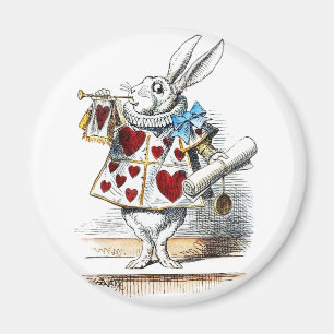 White Rabbit Alice Wonderland Hearts Tote Magnet