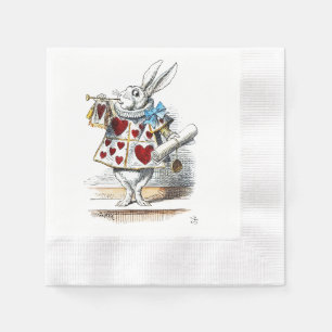 White Rabbit Alice Wonderland Hearts Tote Napkin