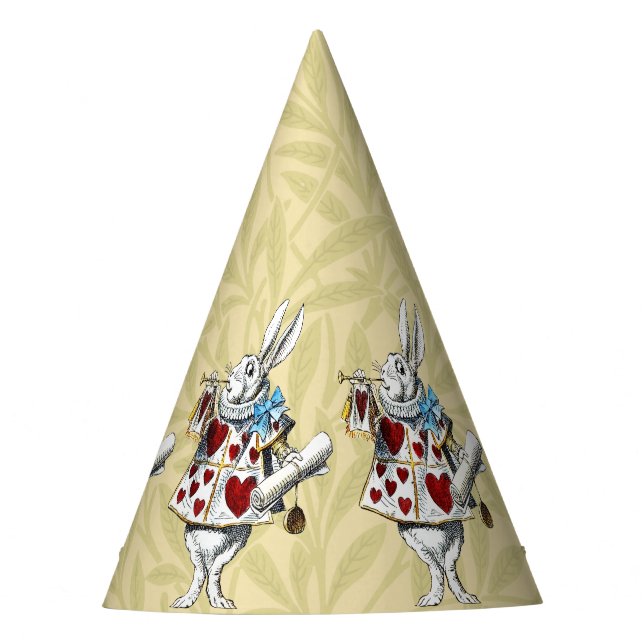 White Rabbit Alice Wonderland Hearts Tote Party Hat (Front)
