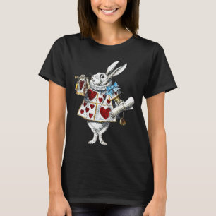 White Rabbit Alice Wonderland Hearts Tote T-Shirt