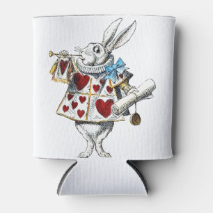 White Rabbit Alice Wonderland Rabbit of Hearts Can Cooler