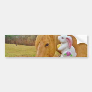 White rabbit and blonde yellow horse bumper sticker