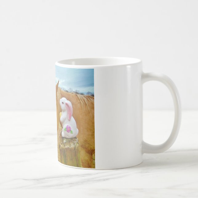White rabbit and blonde yellow horse coffee mug (Right)