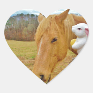 White rabbit and blonde yellow horse heart sticker