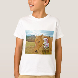 White rabbit and blonde yellow horse T-Shirt