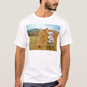 White rabbit and blonde yellow horse T-Shirt