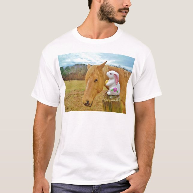 White rabbit and blonde yellow horse T-Shirt (Front)