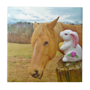 White rabbit and blonde yellow horse tile