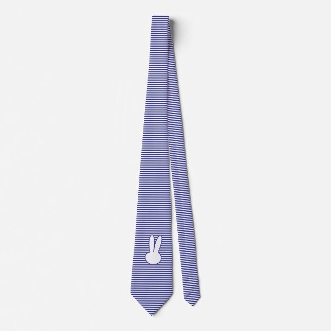 White Rabbit and Blue stripes pattern Tie (Front)