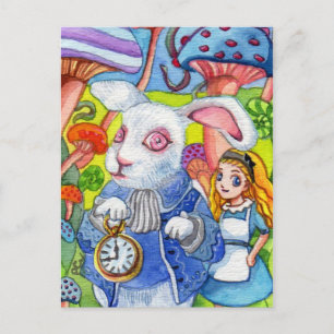 White rabbit and mini Aliace Postcard