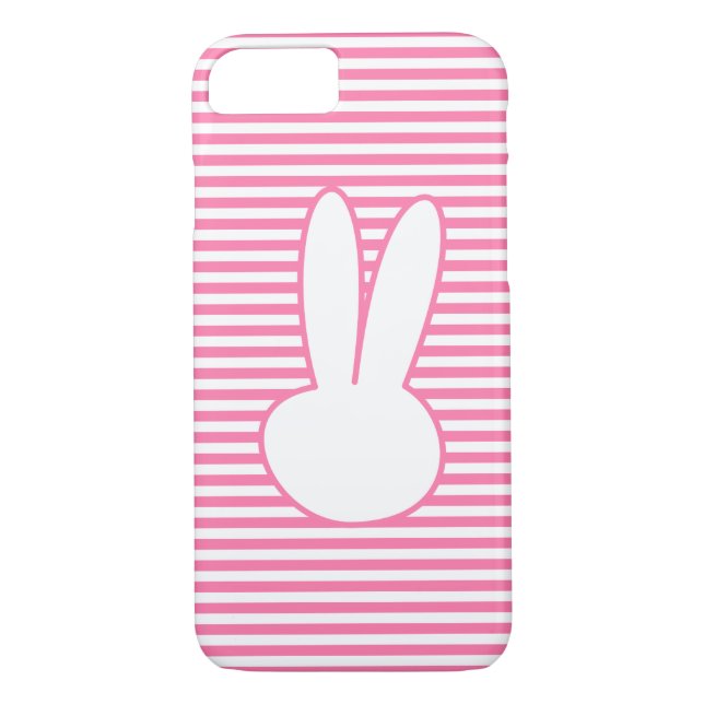 White Rabbit and Pink stripes pattern Case-Mate iPhone Case (Back)