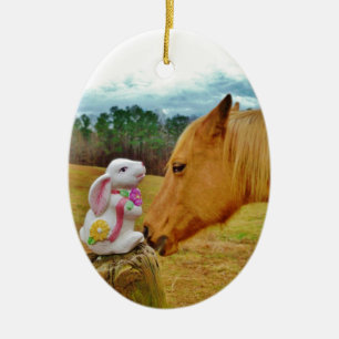 White Rabbit and Yellow Horse Ceramic Tree Decoration