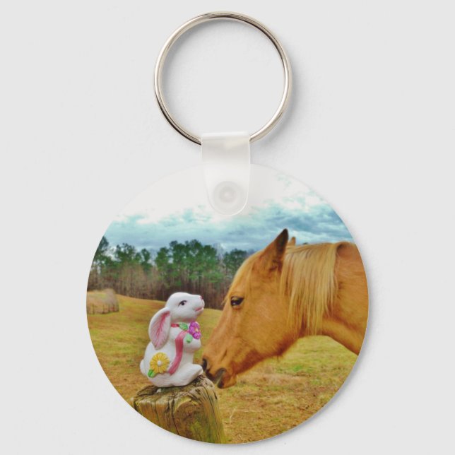 White Rabbit and Yellow Horse Key Ring (Front)